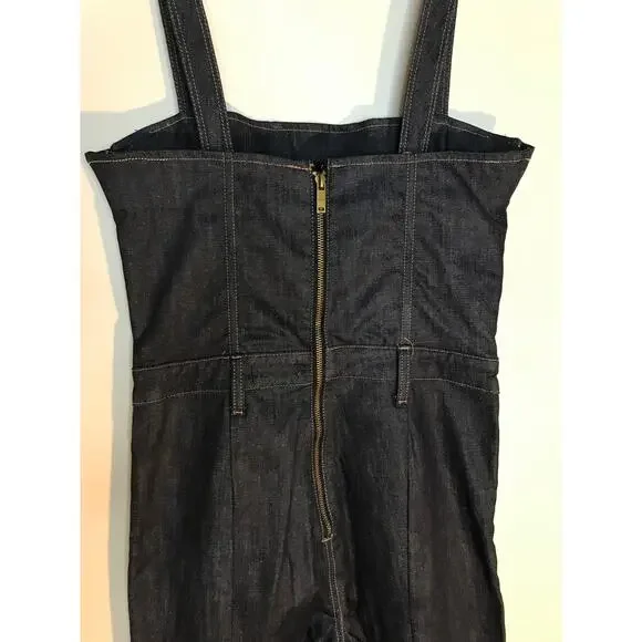 DL1961 Holloway Dark Wash Denim Flare Leg Jumpsuit 26 DL Performance - Picture 8 of 14